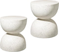 Glitzhome Outdoor Side Tables Set of 2, Heavy Duty Patio Sturdy Faux Terrazzo by Glitzhome