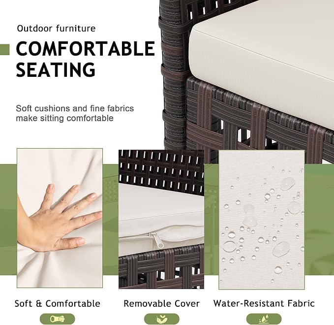 Devoko Outdoor 3 Piece Patio Furniture Set Wicker Chairs - Image 3
