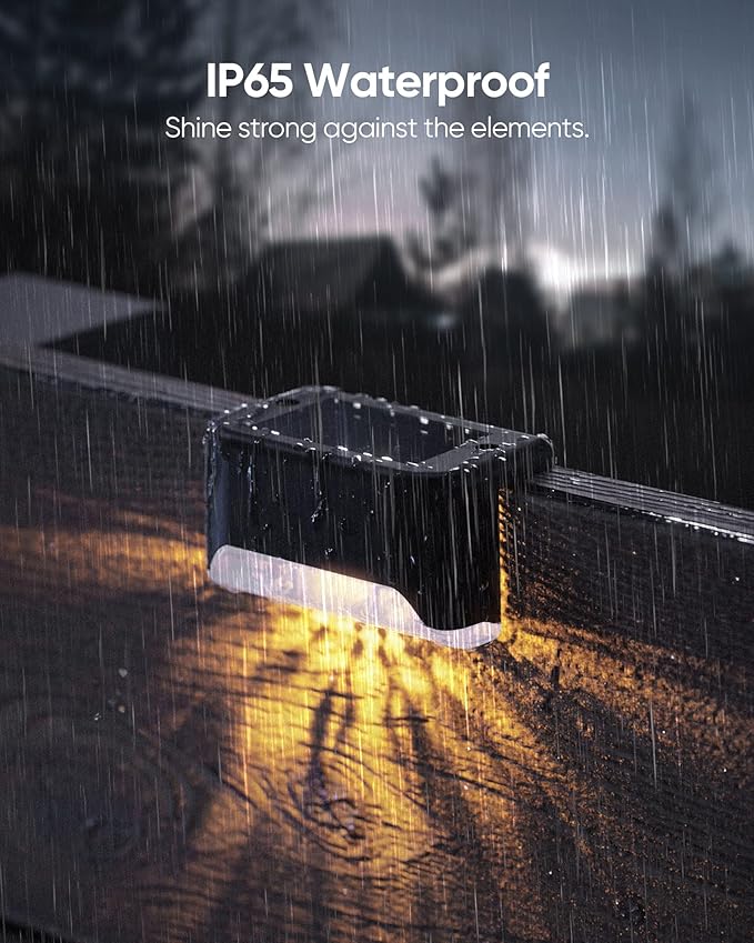 JACKYLED Solar Deck Lights 16 Pack Solar Fence Light Solar Powered Outdoor Step - Image 5
