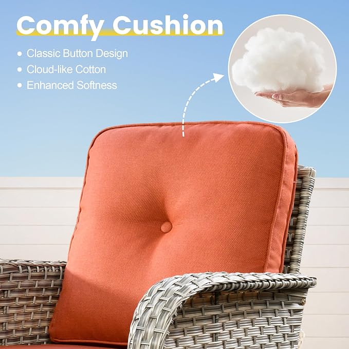 Outdoor Sectional Patio Furniture Set, 8 Pieces Wicker Conversation Sets L - Image 8