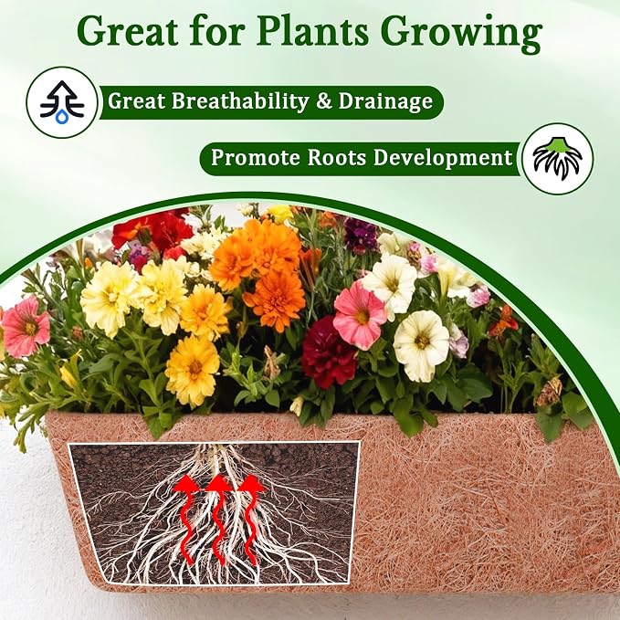Halatool 2 Pack 48 Inch Window Box Liners Pre-Formed Coconut Fiber Planter - Image 4