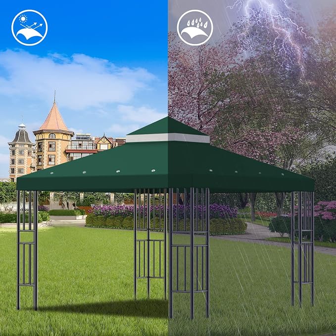 Sumfaller 10x10 FT Gazebo Replacement Canopy Top Double Tiered Canopy Top - Image 4