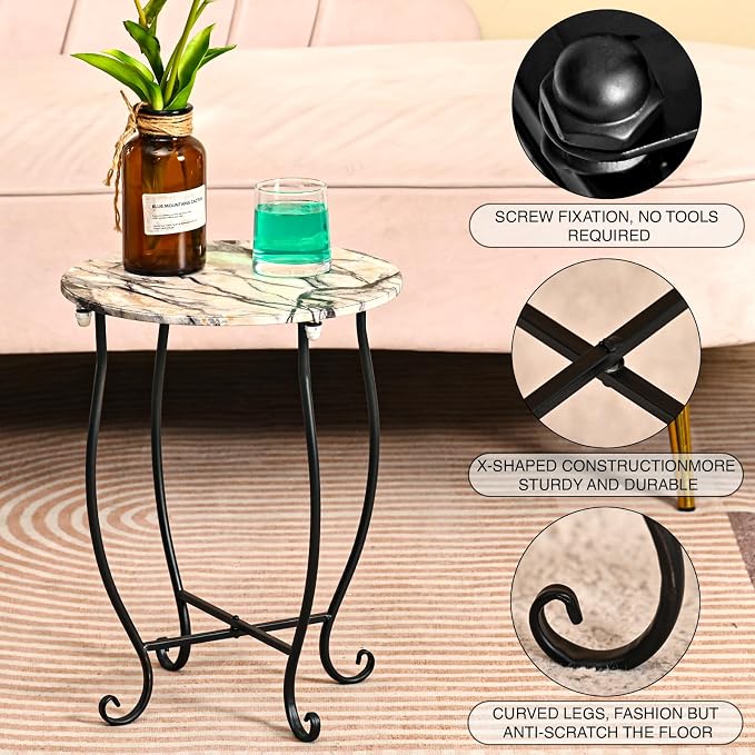 Patio Side Table, Versatile 14" Round Side Table - Image 4
