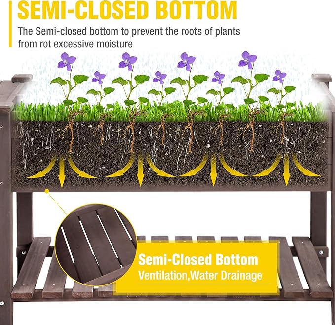 Aivituvin Raised Garden Bed on Wheels, Elevated Plant Boxes Outdoor Large - Image 3