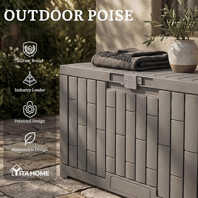 YITAHOME 60 Gallon Outdoor Storage Box, Lockable Resin Deck Box - Image 9