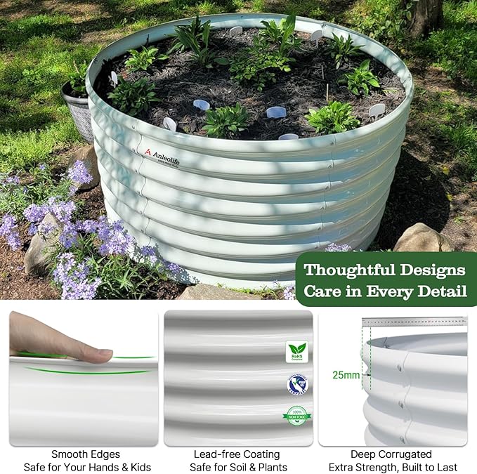 A ANLEOLIFE Set of 6 24 Inch Tall Antique White Raised Garden Beds Kit - Image 6
