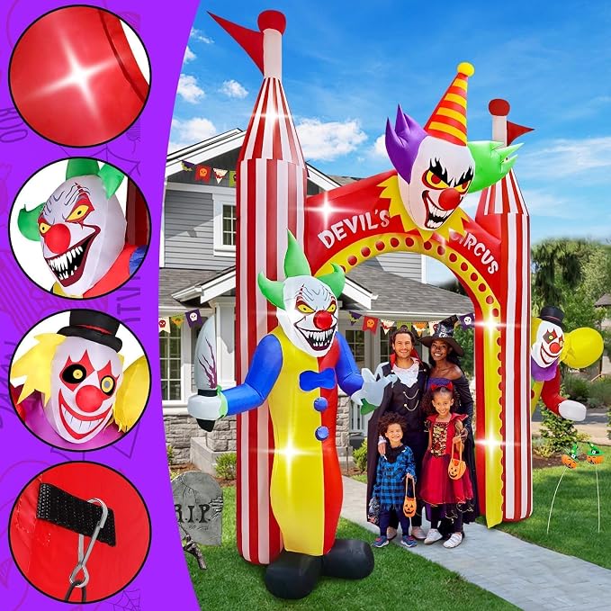 Kalolary 12 FT Halloween Inflatables Clown Archway Outdoor Decorations - Image 7