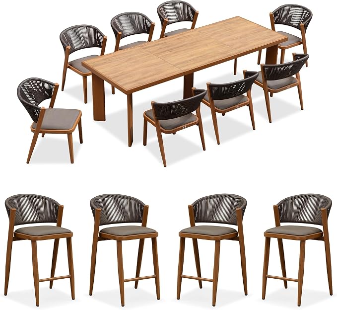 PURPLE LEAF 8-Piece Patio Dining Set Outdoor Furniture Rectangular Table and by PURPLELEAF