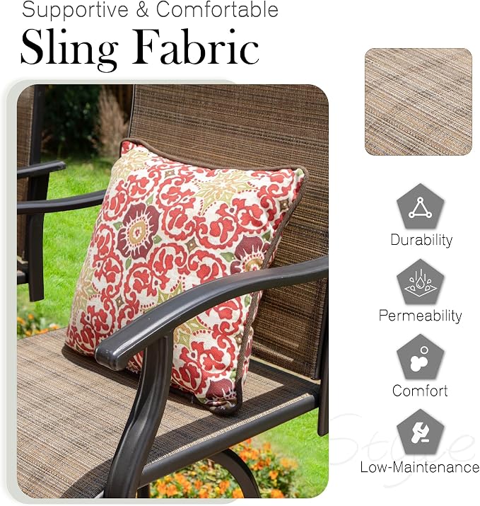 Sophia & William Outdoor Bar Set, Patio Bar Table and Chairs Set, Bar Height - Image 4