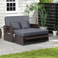 LDAILY Moccha Outdoor Daybed, Wicker Loveseat Sofa Set by LDAILY