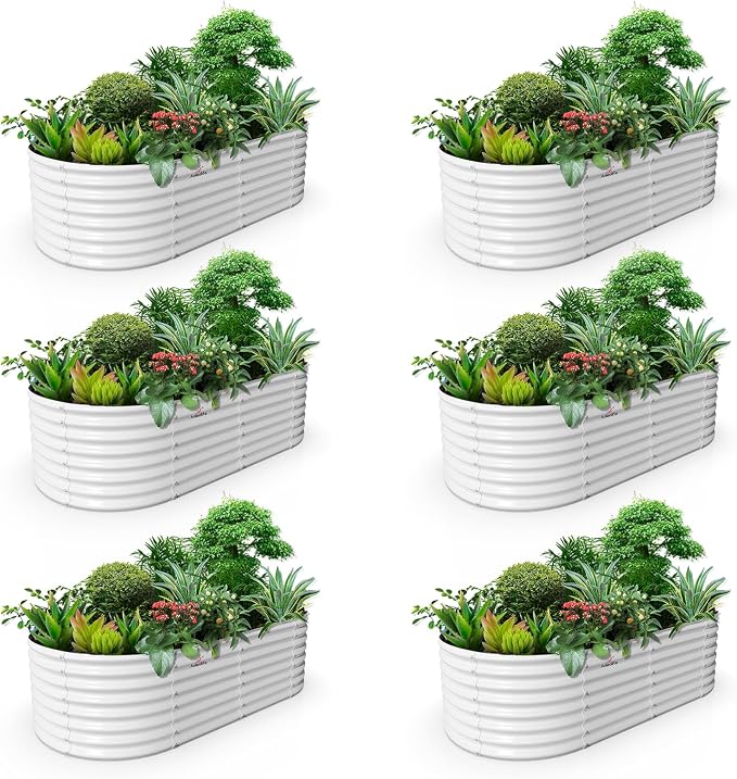 A ANLEOLIFE 6-Set 8X4X2 ft Galvanized Raised Garden Bed Kit, Oval Metal Deep by AAnleolife
