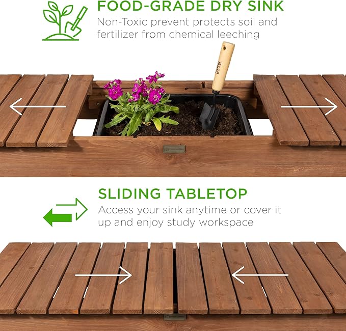 Best Choice Products Mobile Garden Potting Bench, Outdoor Wood Workstation - Image 2