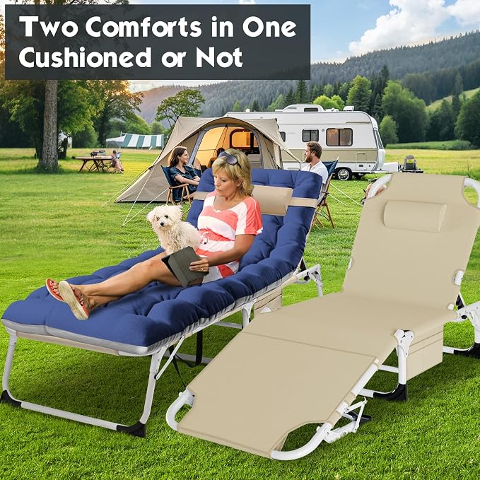 MOPHOTO Oversized Beach Lounge Chair, 5-Position Adjustable Tanning Chair - Image 3