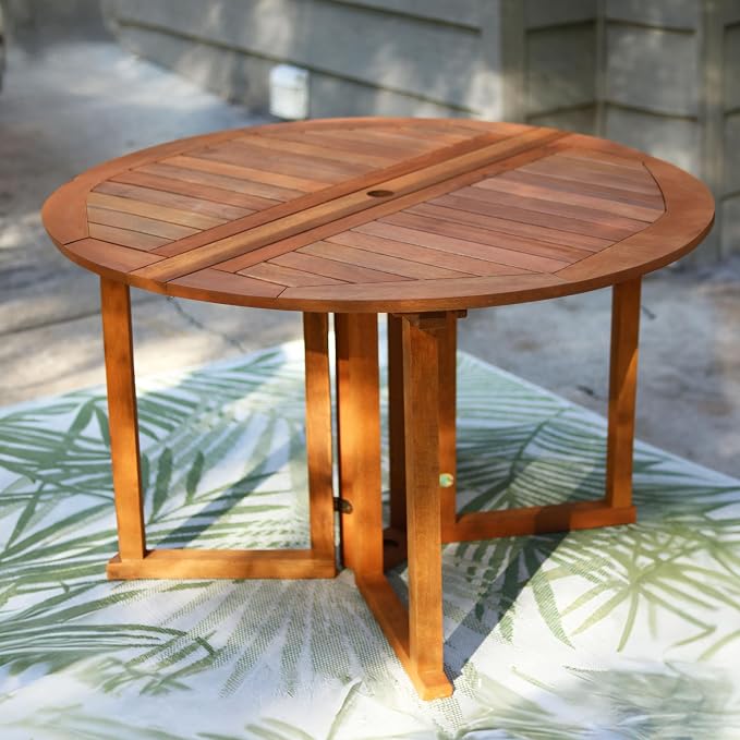 Sunnydaze Malaysian Hardwood Folding Gateleg Patio Dining Table - Image 8