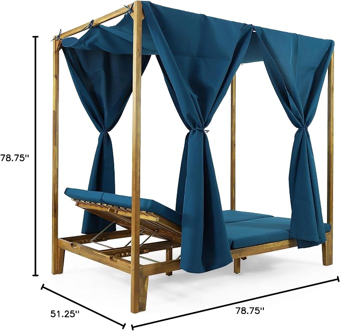 Christopher Knight Home Kinzie Outdoor DAYBED, Teak + Blue - Image 14