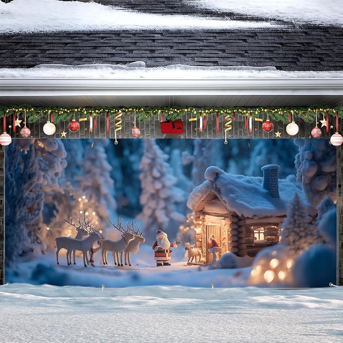 ANNA QUEEN Christmas Garage Door Banner 6×13 FT, Cozy Cabin - Image 2