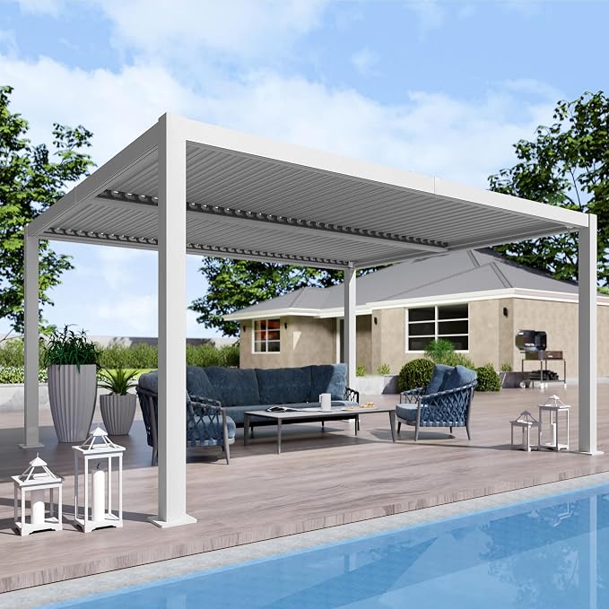 Kozyard Outdoor Louvered Pergola 12ft x 14ft Pergola Sun Shade All-Weather - Image 2