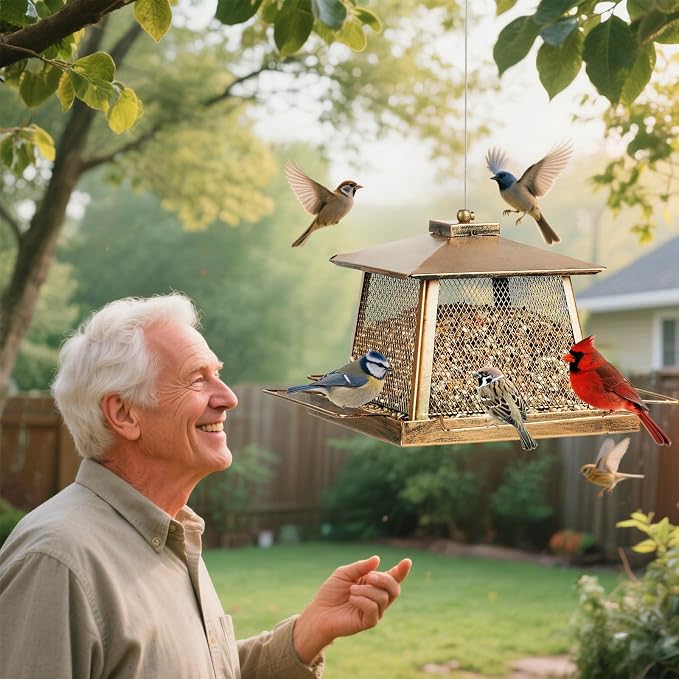 Large Bird Feeder for Outdoor, Gazebo Style Wild Bird Feeders, Metal Mesh - Image 7