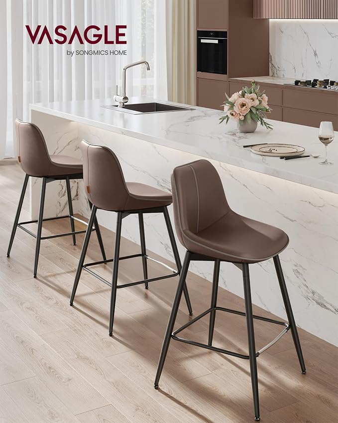 VASAGLE Bar Stools Set of 2, Counter Height Bar Stools - Image 3