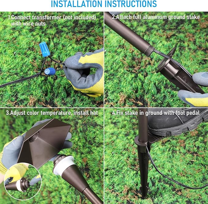 LEONLITE 5CCT Low Voltage Pathway Lights, LED Landscape Path Lights, - Image 9