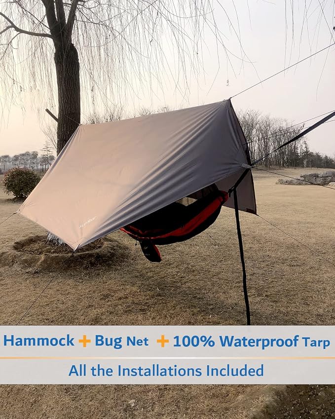 Sunyear Camping Hammock, Portable Single & Double Hammock - Image 3
