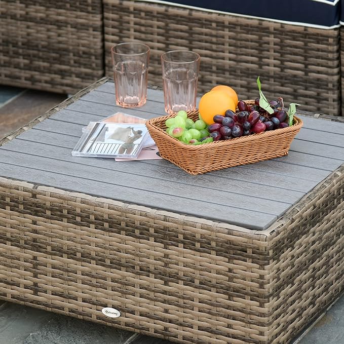 Outsunny 7 Piece Patio Furniture Set, Wicker Outdoor Sectional Sofa Set - Image 8