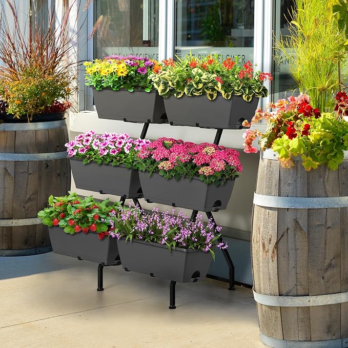 Raised Garden Beds with 6 Garden Planter Boxes Indoor Outdoor Vertical Raised - Image 7