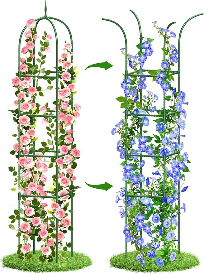 Trellis for Climbing Plants Outdoor, 6FT Garden Obelisk Rustproof PE Coated by GrowYourGreenParadise