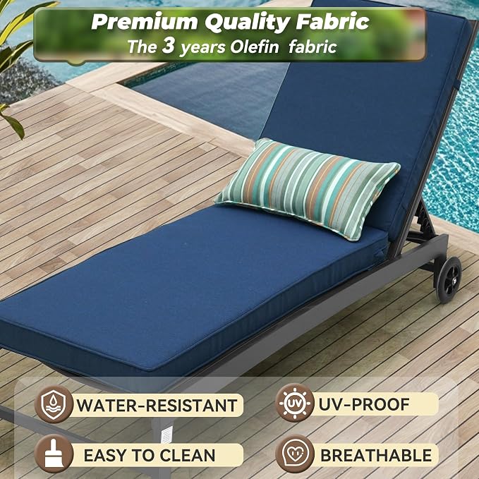 Outdoor Chaise Lounge Cushions, Olefin Lounge Cushion, Rainproof Color - Image 7
