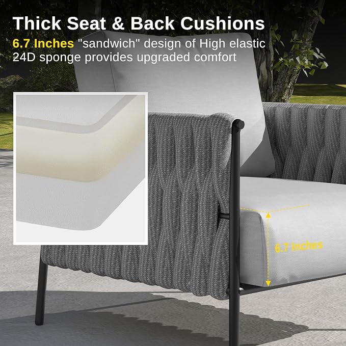East Oak 3-Piece Patio Furniture Set | Life Chatter 4-Seat Outdoor Furniture | - Image 3
