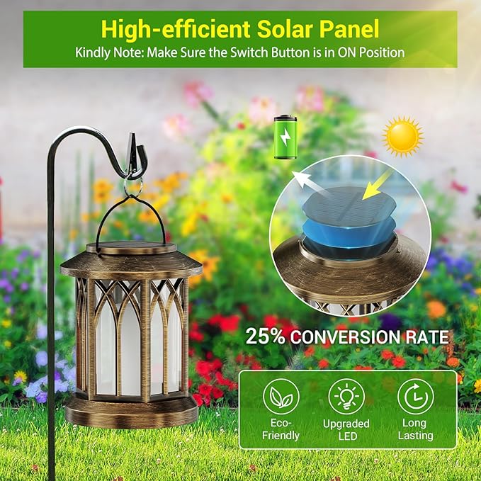 KOOPER 4 Pack Solar Lanterns Outdoor Waterproof, Upgraded Flickering Flame - Image 6