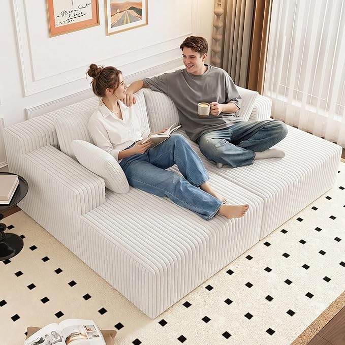 ODUWA Oversized Double Chaise Lounges Indoor, Upholstered Boneless Cloud by ODUWA