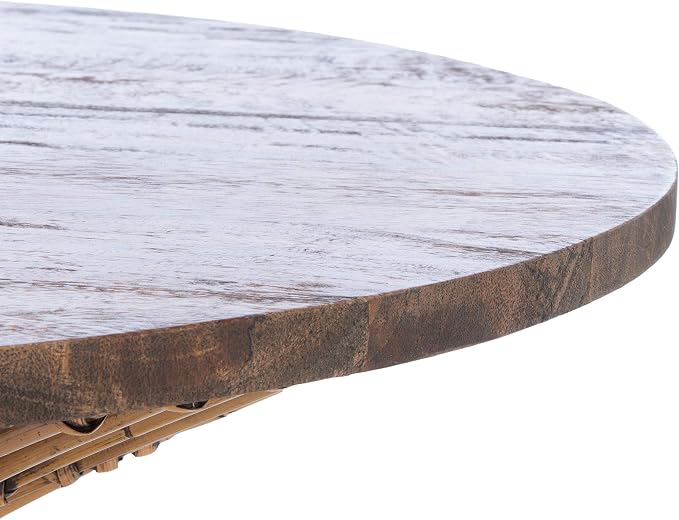 Safavieh Home Collection Whent Coastal Honey Brown Wash and Black Round Coffee - Image 7