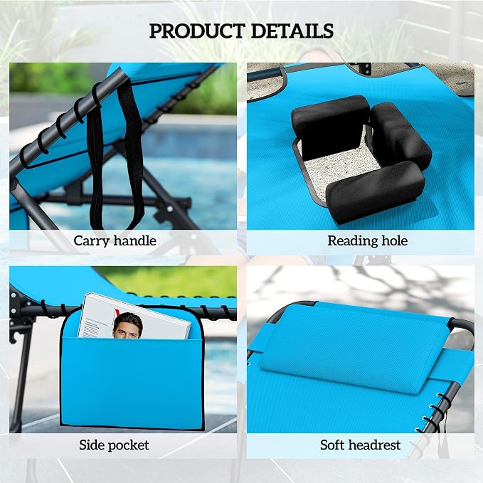 Outsunny 2 Piece Folding Chaise Lounge - Image 5