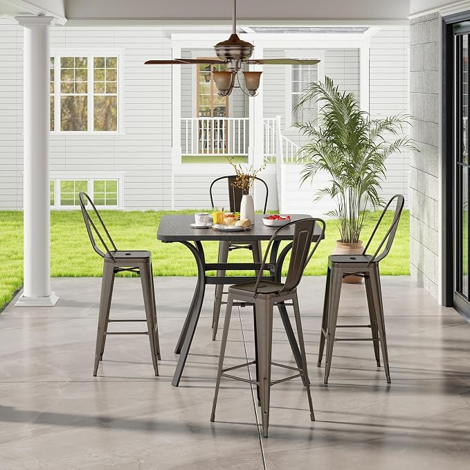 Giantex Metal Bar Stools Set of 4, Rubber Feet, Industrial Stackable Barstools - Image 8