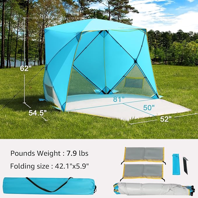 Old Bahama Bay Pop Up Beach Tent, Portable Shade Sun Shelter UPF50+ UV - Image 9