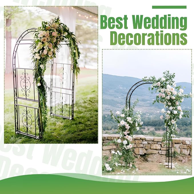 7FT Black Garden Arbor Trellis, Outdoor Metal Garden Arch - Image 5