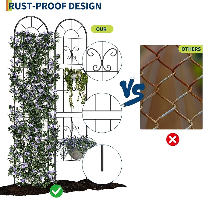 Garvee 55"x11" Metal Garden Trellis Panel, Vegetables, Indoor & Outdoor - Image 4