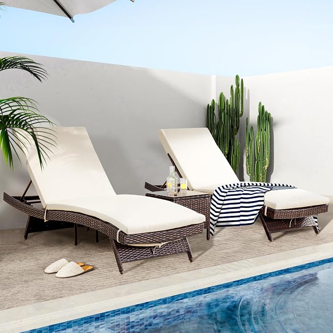 Pamapic Patio Chaise Lounge Set 3 Pieces - Image 3