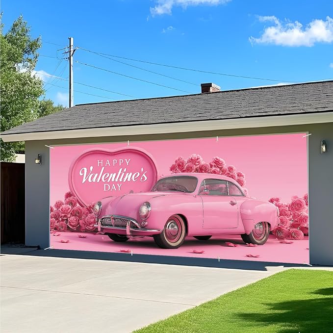 Valentine’s Day Garage Door Banner 6x13FT, Romantic Outdoor Decoration - Image 8