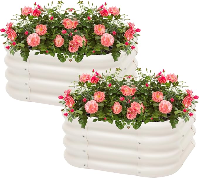 2-Pack 2x1ft Galvanized Raised Garden Bed, Outdoor Planter Bed, Metal Planter by Besebay