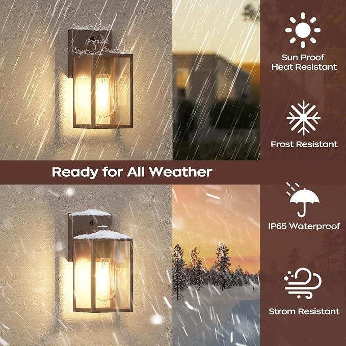 WIHTU Oil Rubbed Bronze Dusk to Dawn Porch Lights Fixtures - Image 3