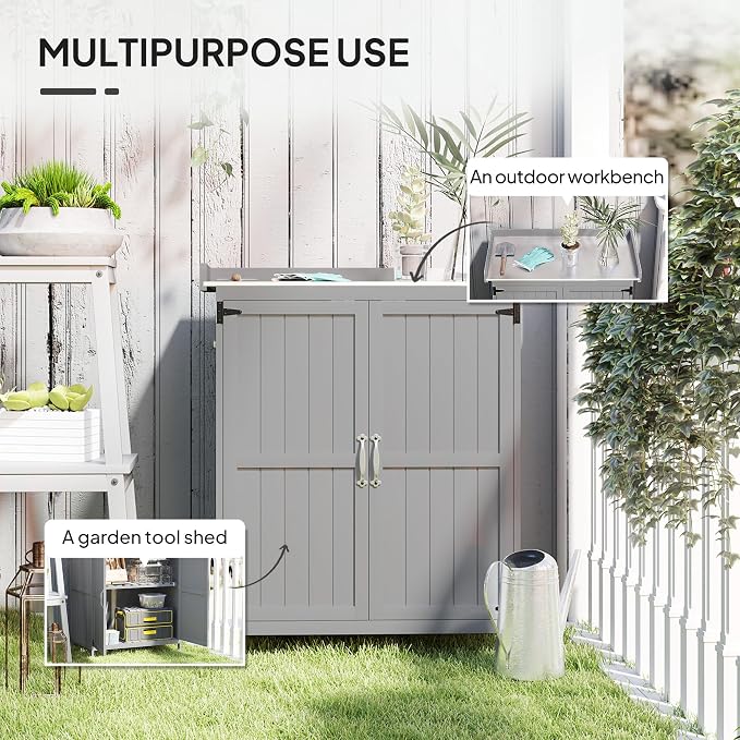 Outsunny Outdoor Storage Cabinet, Garden Tool Shed - Image 3
