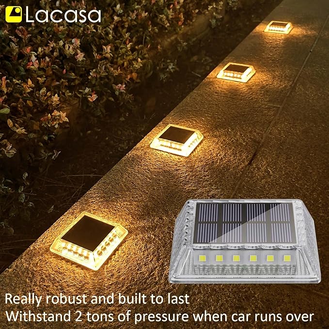 Lacasa Solar Deck Lights, 4 Pack 30LM LED Dock Light Warm White 2700K, Outdoor - Image 2