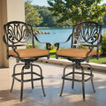 MEETWARM 2 Piece Outdoor Patio Swivel Bar Stools, All-Weather Cast Aluminum Bar by MEETWARM