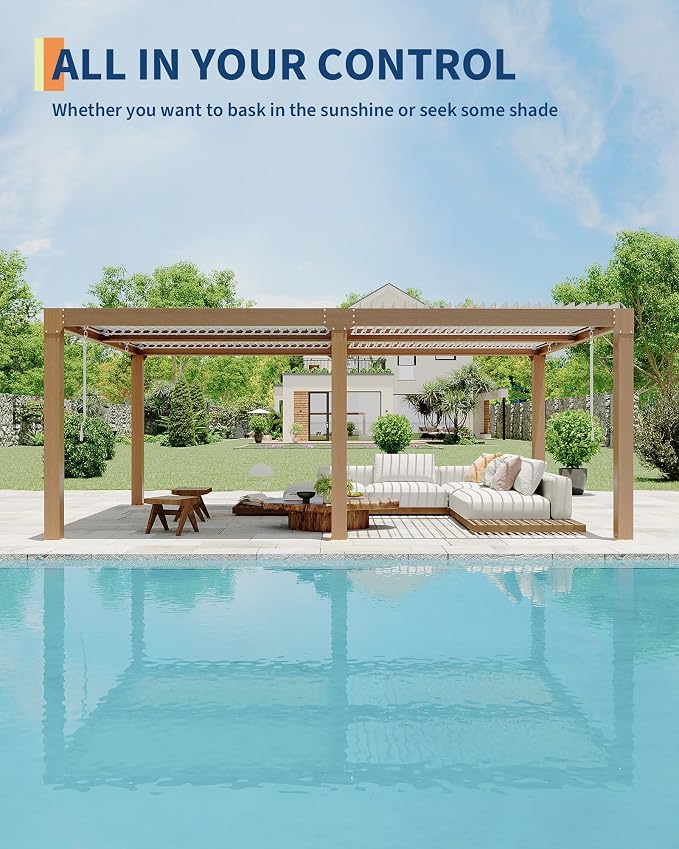 GarveeLife Louvered Pergola 12 ft x 20 ft, Outdoor Pergola - Image 2