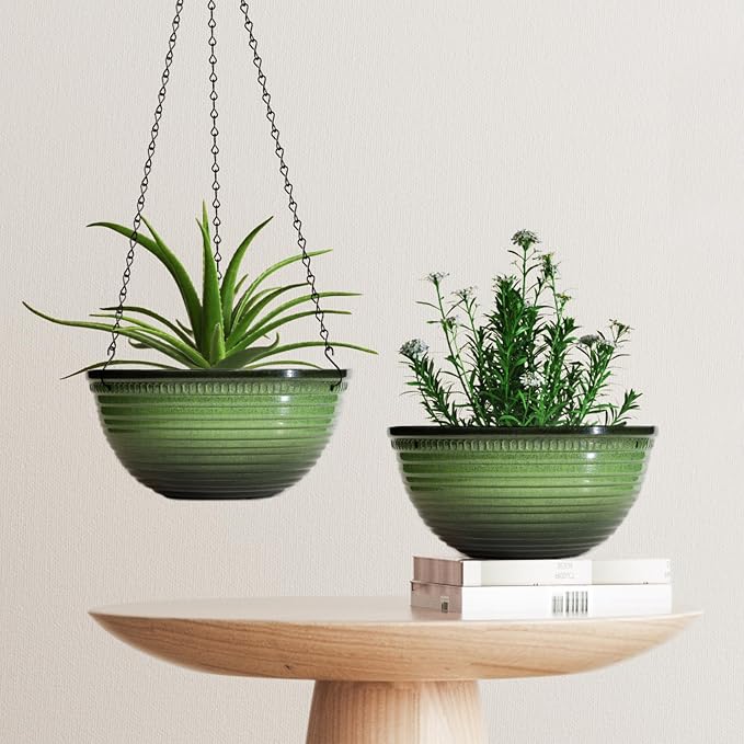 12 inch Hanging Planters for Indoor Outdoor Plants, 2 Pack Large Hanging Flower - Image 7