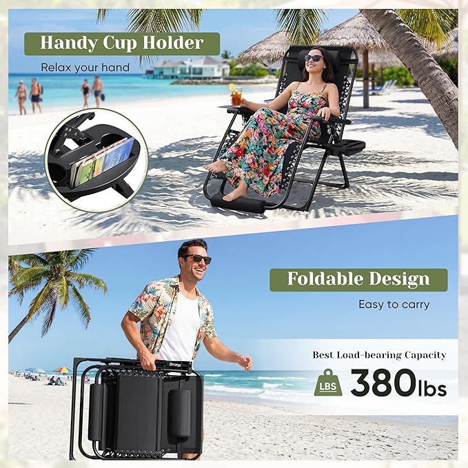 Homall Oversized Zero Gravity Chair, Adjustable Anti Gravity Chair Folding - Image 4