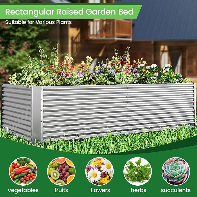 FRIZIONE 2pcs Tall 8x4ft Galvanized Raised Garden Bed Outdoor, Above Ground - Image 4