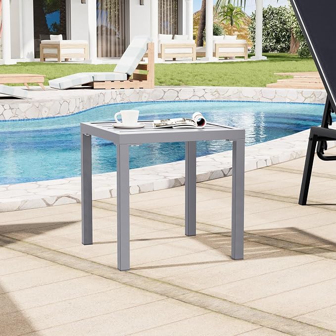 Crestlive Products Outdoor Side Table, Small Square Metal End Table Easy - Image 2